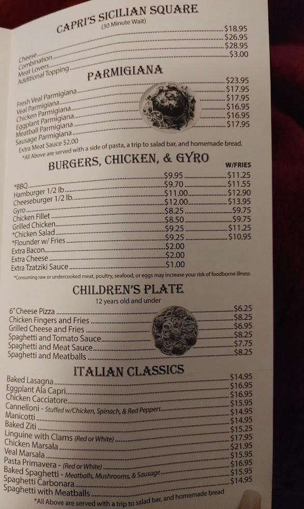 Capri Pizza & Italian Restaurant Menu image 3